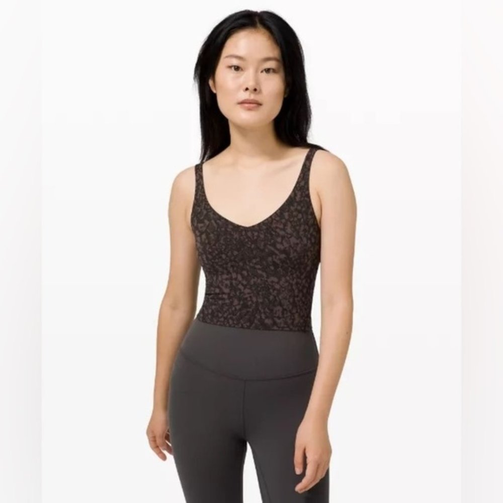 Lululemon Align Cropped Tank Top Wild Thing Camo Deep Coal Multi Size 6